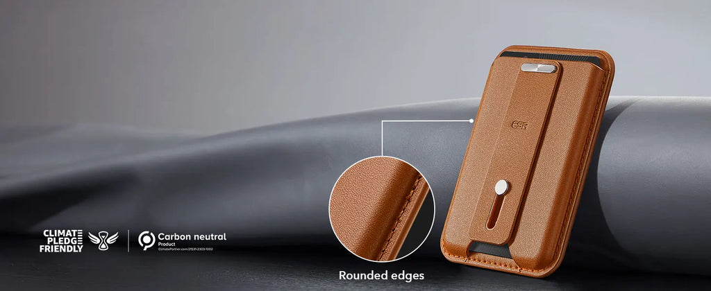 Braunes Find My Wallet mit gerundeten Kanten und langem Magnetverschluss-Schlitz