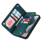 Teal kickstand MagSafe wallet with two card slots and folded flap