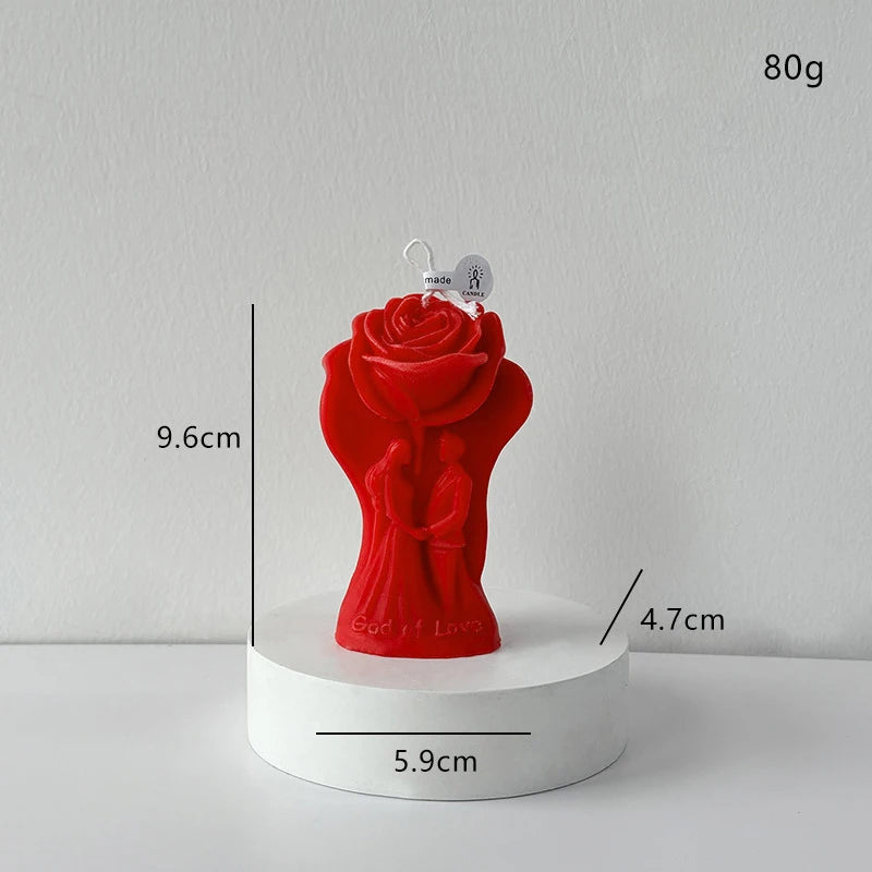 Duftkerze im Rosenmotiv, rot, 80 g, ca. 9,6 cm