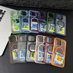 Magnetic lens phone case assortment in multiple colors, each with camera ring cutouts