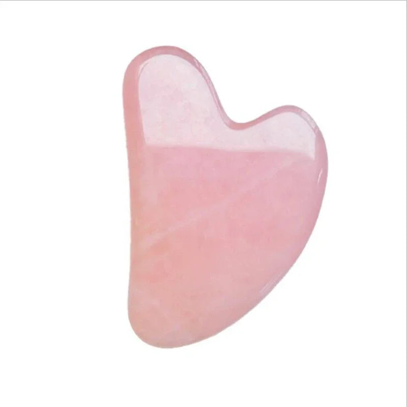 Emerald Jade Glow Roller stone, pink quartz smooth gua sha shape