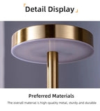 Portable LED touch lamp, champagne gold top and light ring detail