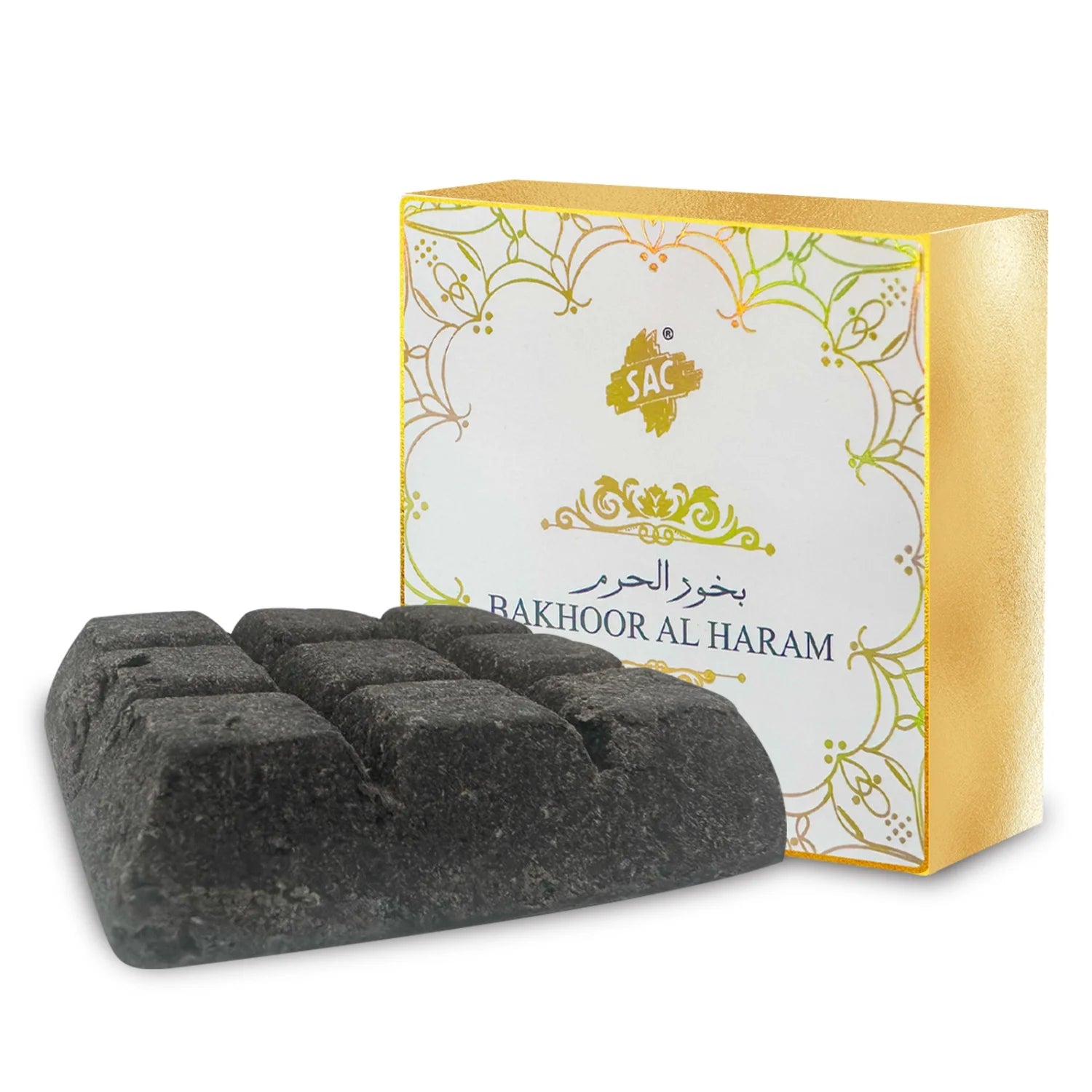 Fragrance brick incense set with dark blocks and white Bakhoor Al Haram gift box