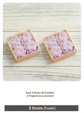 Rose candle gift set, purple: 2 boxes, 8 rose-shaped candles