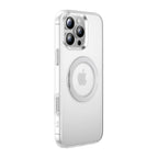 Clear pearl white phone case with rotating MagSafe ring and camera cutouts
