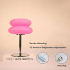Pink mushroom-style USB table lamp with chrome base