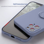 Silicone MagSafe phone case in blue-gray with raised camera lens rings