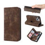 Cognac brown MagSafe kickstand wallet with leather folio for smartphone