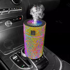 Rainbow rhinestone car aroma diffuser with lit fan top and steady vapor