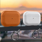 Orange TPU-Kunstleder-Ohrhörer-Etui mit Lanyard-Schlaufe und Metallringen