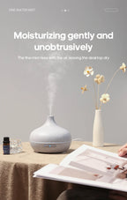 Light gray stone-look 300ml aroma diffuser with fine mist and central button