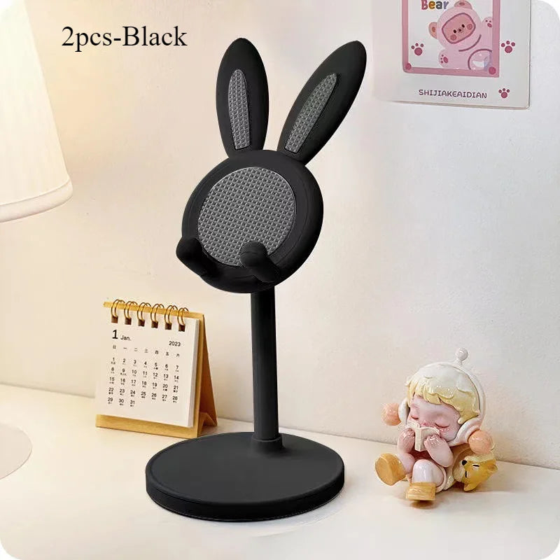 Black rabbit phone lift stand, 2-piece set, textured gray phone rest
