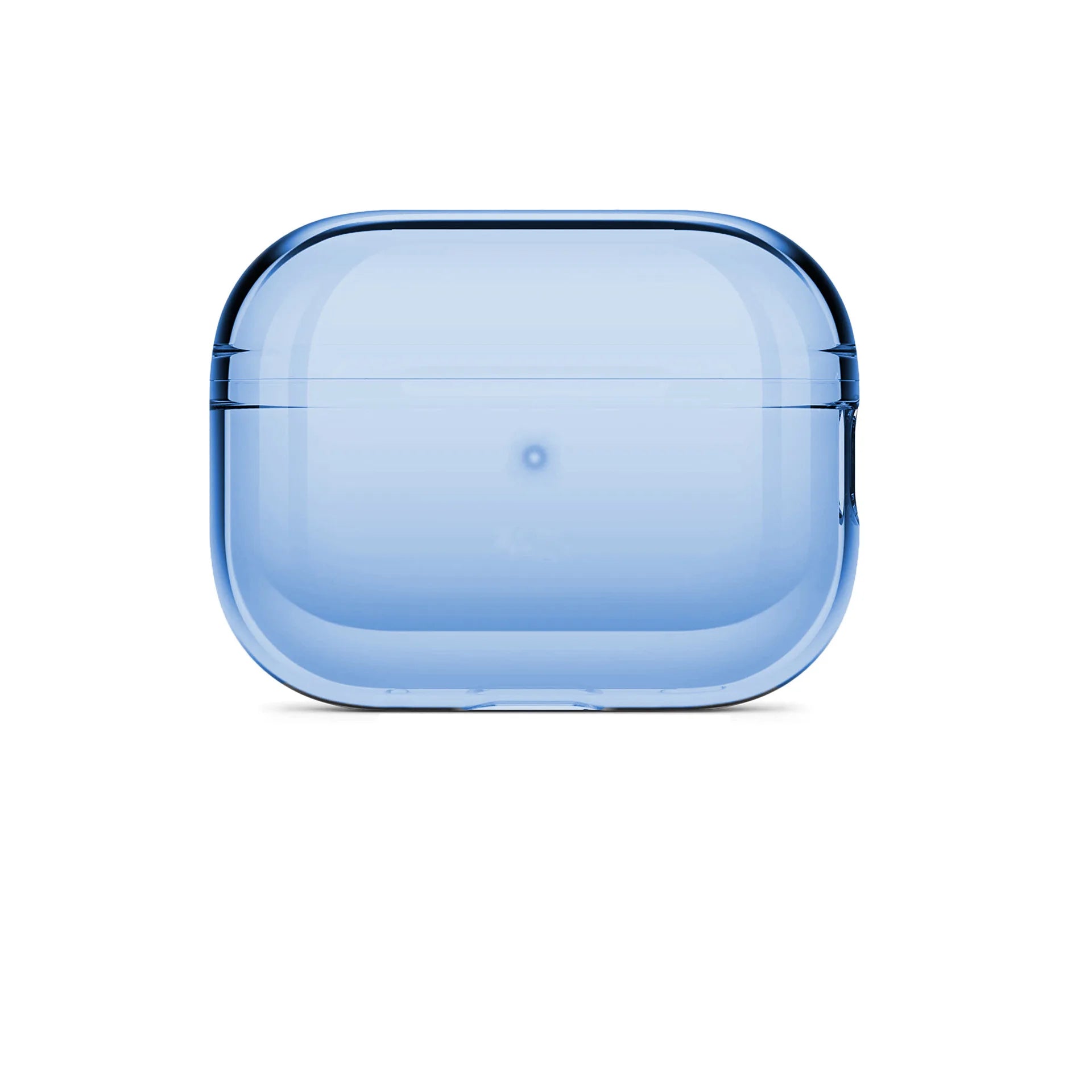 Clear shield AirPods case in translucent light blue with rounded protective corners