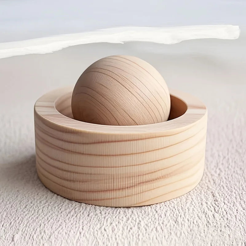 Mini wooden aroma diffuser in natural wood tone with rounded dome holder