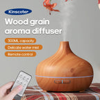 Light wood grain 300ml aroma diffuser with remote control and glowing indicator