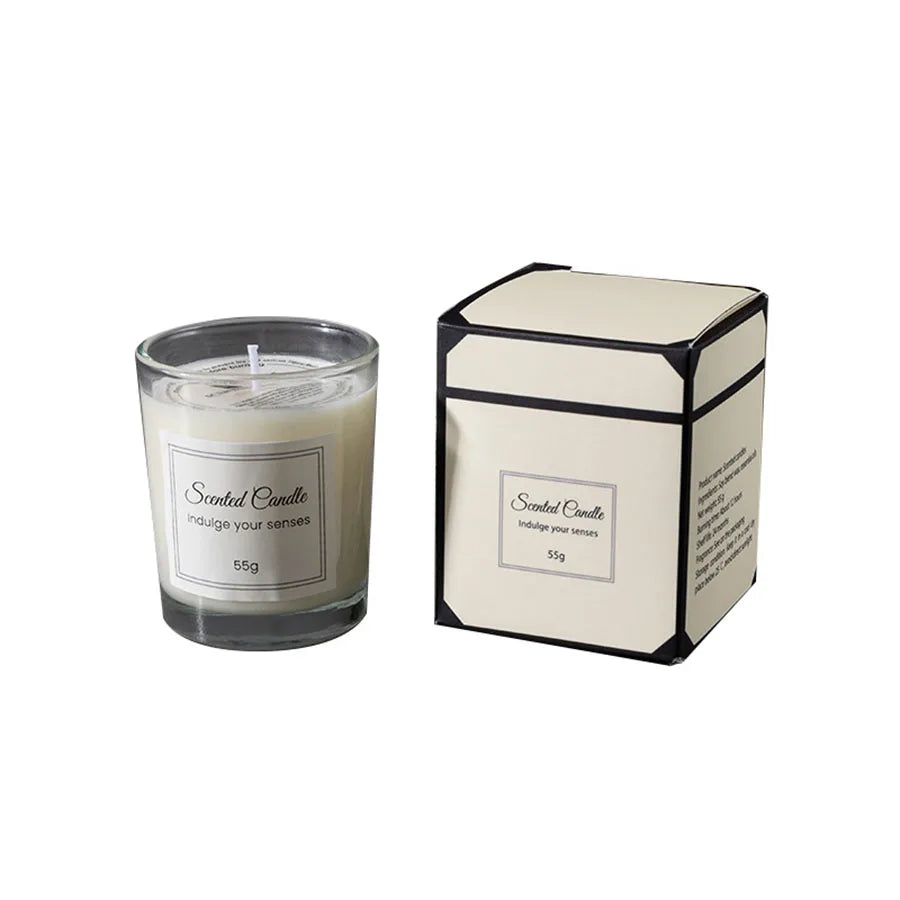 Ivory glass scented candle with gift box, unlit wick