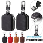 Black leather protective case with carabiner clip and zipper for AirPods storage bag
