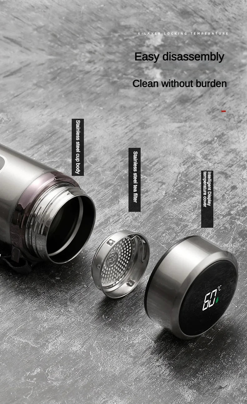 Thermos lid and parts with LED temperature screen and cup cover removed