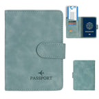 Sage green vegan leather passport wallet with snap flap and card slots
