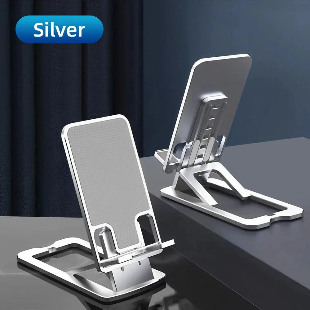 Premium desktop phone stand, Silver Mist color with adjustable viewing angle