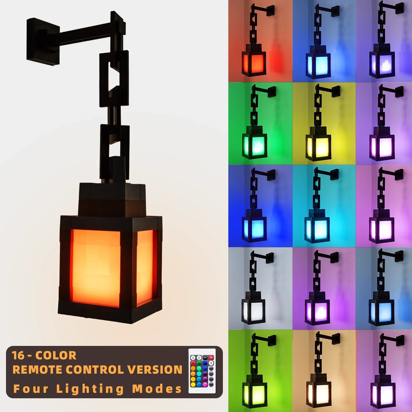 Lantern night light with remote control for 16 colors and four lighting modes
