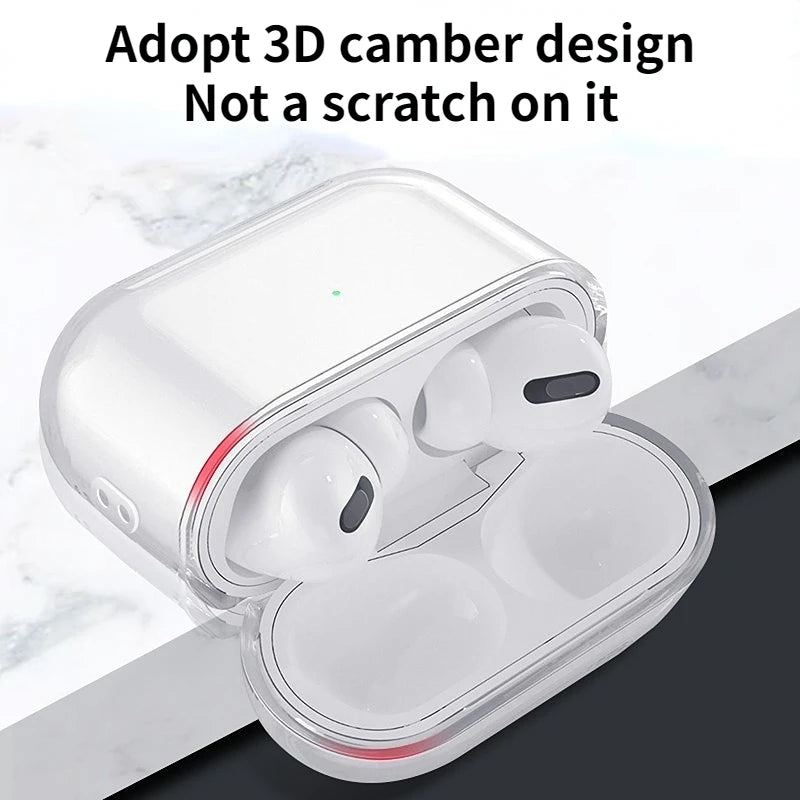 Transparent TPU AirPods Pro 2 case with 3D edge design and open cover