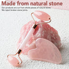 Pink jade roller with flat, oval stone and small roller ends