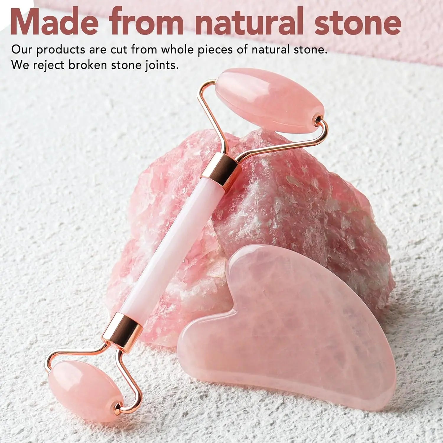 Pink jade roller with flat, oval stone and small roller ends
