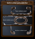 Rimless magnetic phone case with top, back, and bottom rubber pad protection