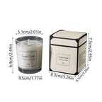 Ivory glass scented candle in gift box, size dimensions shown