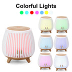 Mini striped aroma diffuser humidifier with color-changing night light options