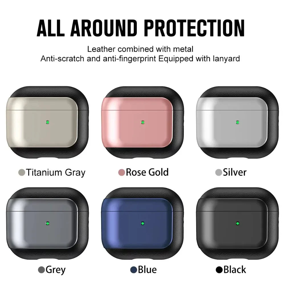 Plated lanyard AirPods case color options: Titanium Gray, Rose Gold, Silver, Grey, Blue, Black