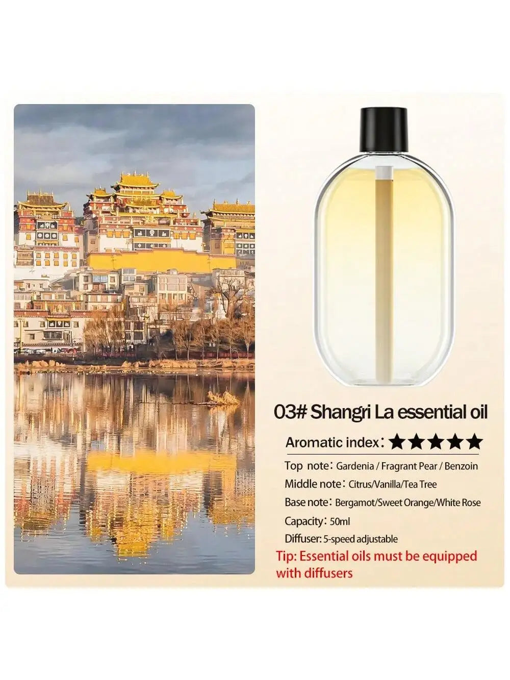 Portable aroma diffuser refill bottle with yellow oil and black cap