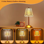 Champagne gold lamp with faceted crystal-look shade on round gold base