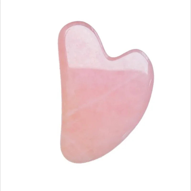 Emerald Jade Glow Roller stone, pink quartz glossy gua sha shape