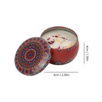 Red vintage jar scented candle with ornate patterned lid, visible size marks (4cm/6cm)