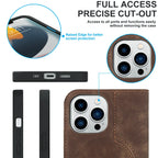 Cognac brown MagSafe wallet with precise cutouts around camera and ports