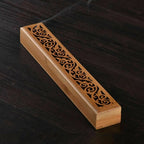 Bamboo incense box holder with scrollwork cutout strip