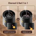 Charcoal & oud 2-in-1 portable burner with two open heating chamber views