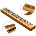Bamboo incense box holder with geometric carved panel