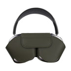 Dark green PU protection cover with top flap over ear cups and divider center