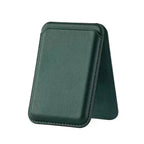 Bastion magnetic stand wallet, dark green textured leather with stitched border