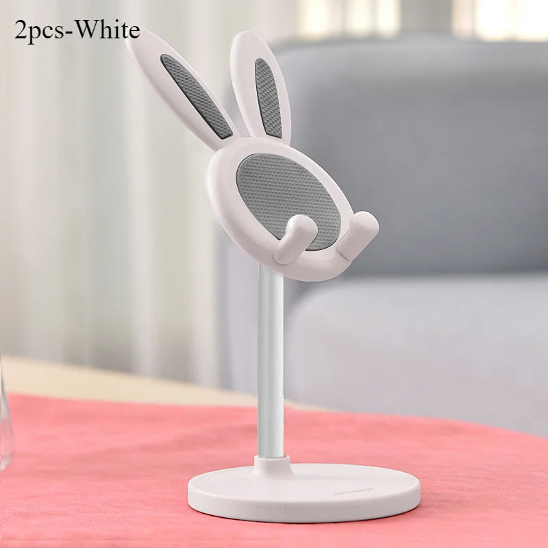 White rabbit phone lift stand, 2-piece set, textured gray phone rest