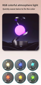 RGB colorful atmosphere lamp with purple glowing orb and swirling light ribbon