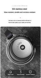 Thermos flask lid close-up with 304 stainless steel interior screen