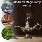 Aladdin Lamp magic incense burner with swirling smoke and decorative spout
