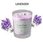 Lavender scented candle in clear glass jar with purple wax, 55g