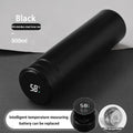 Black smart thermos with digital temperature display and tea infuser accessory