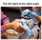 USB ring light being positioned at a right angle over a cushion