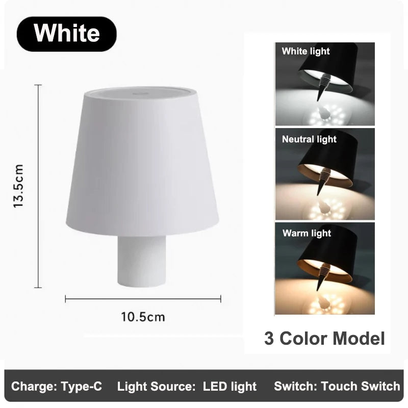 White wine bottle LED lamp with white shade, three light colors (white, neutral, warm)
